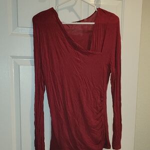 Tahari Deep Red Long Sleeve Top